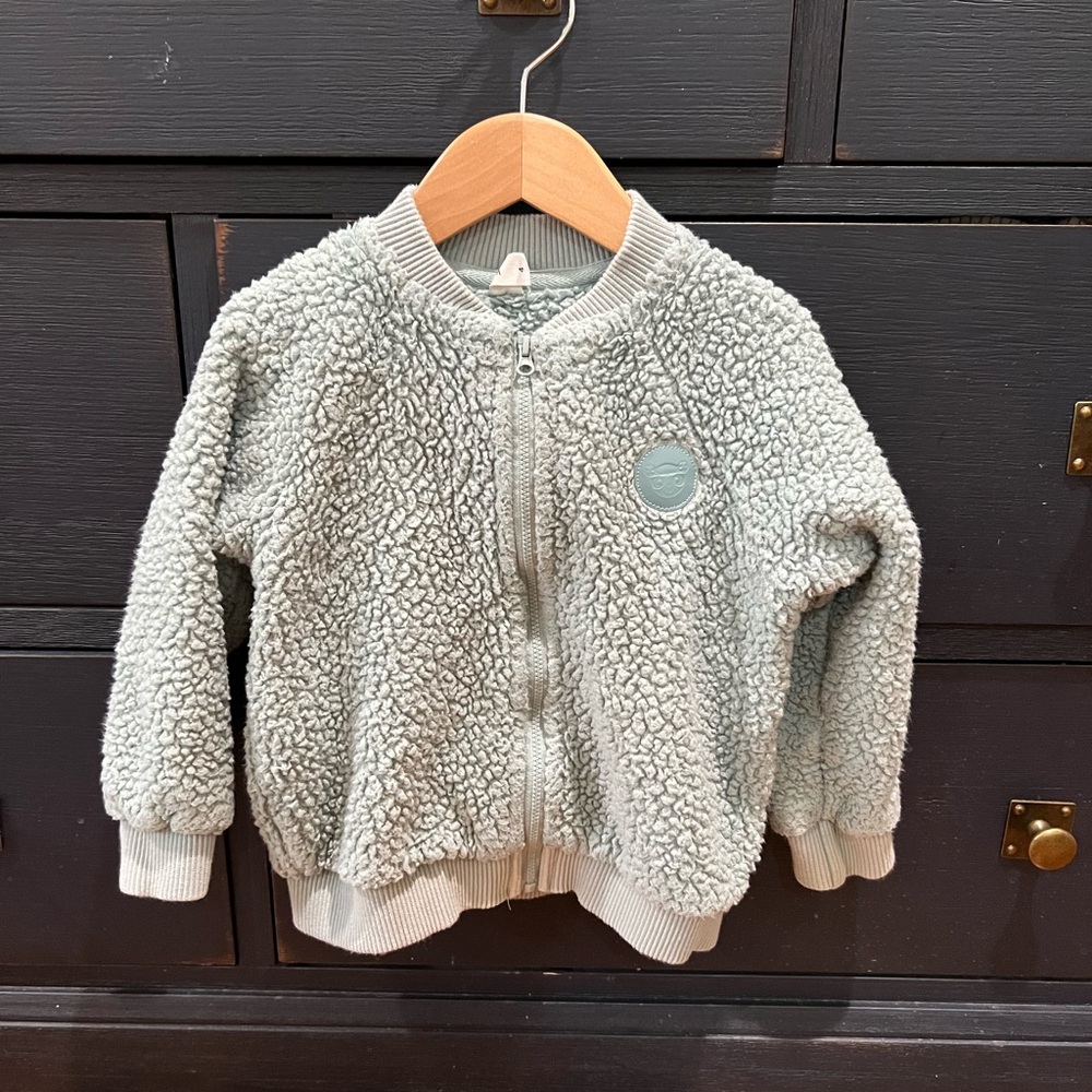 Hux Baby Dino Embroidered Fleece Bomber Jacket Unisex Size 4